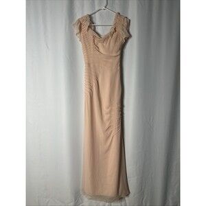 White by Vera Wang | Ruffled Surplice Bodice Dress 4 Pink Chiffon Maxi Gown